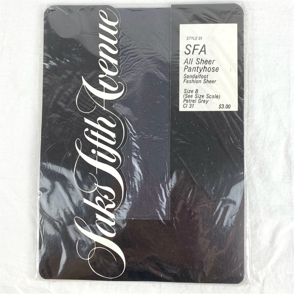 Saks Fifth Avenue Accessories - Vintage Petrel Grey Nylon Saks Fifth Avenue All Sheer Pantyhose B